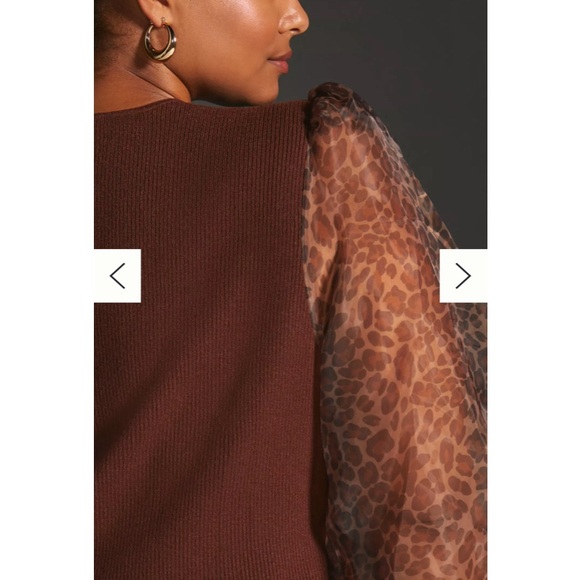 Anthro Dolan Sheer Puff Sleeve Sweater - Picture 4 of 11